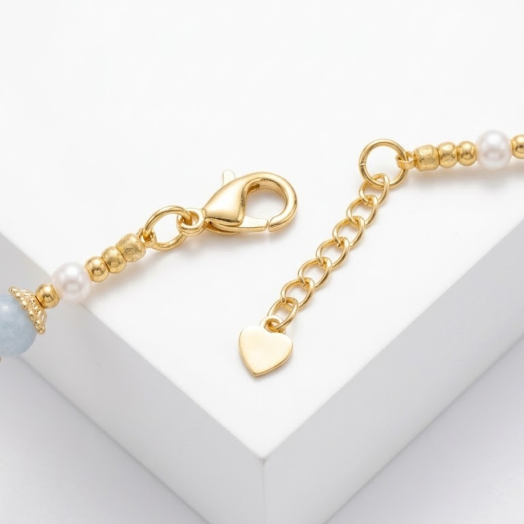 Collier CELESTIAL  Quartz rose  péridot  aigue-marine